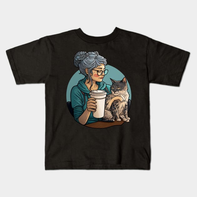 The Purrfect Brew Kids T-Shirt by TypeTickles